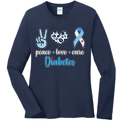 Peace Love Cure Diabetes Ladies Long Sleeve Shirt