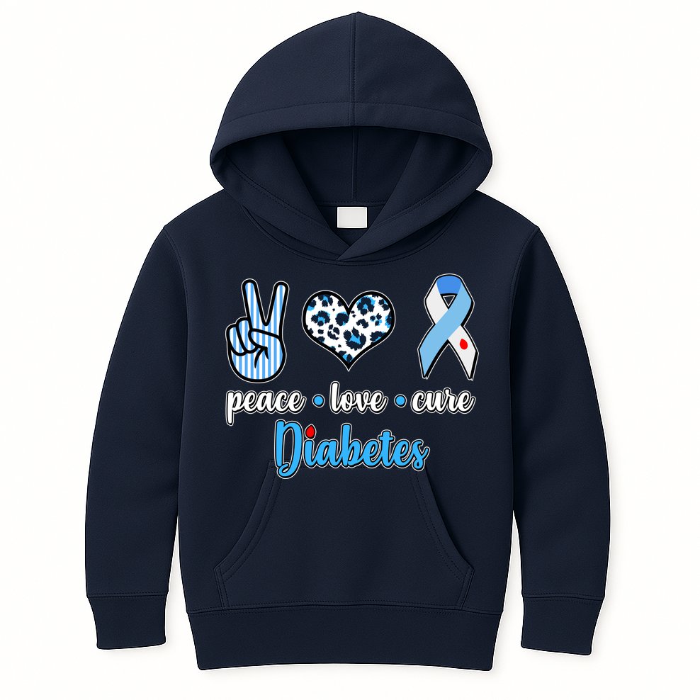 Peace Love Cure Diabetes Kids Hoodie
