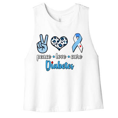 Peace Love Cure Diabetes Women's Racerback Cropped Tank