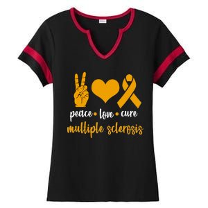 Peace Love Cure Multiple Sclerosis Ladies Halftime Notch Neck Tee