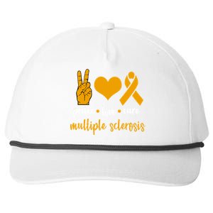 Peace Love Cure Multiple Sclerosis Snapback Five-Panel Rope Hat