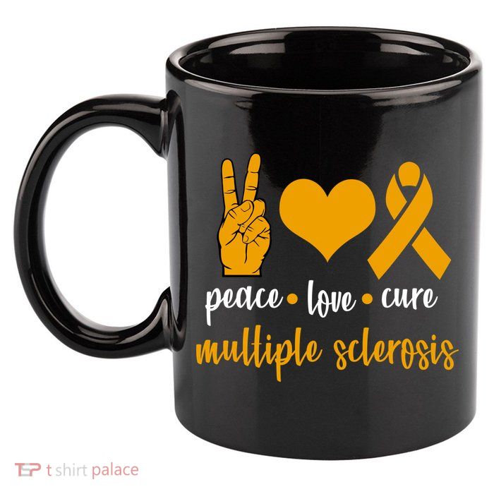 Peace Love Cure Multiple Sclerosis 11oz C Handle Ceramic Mug