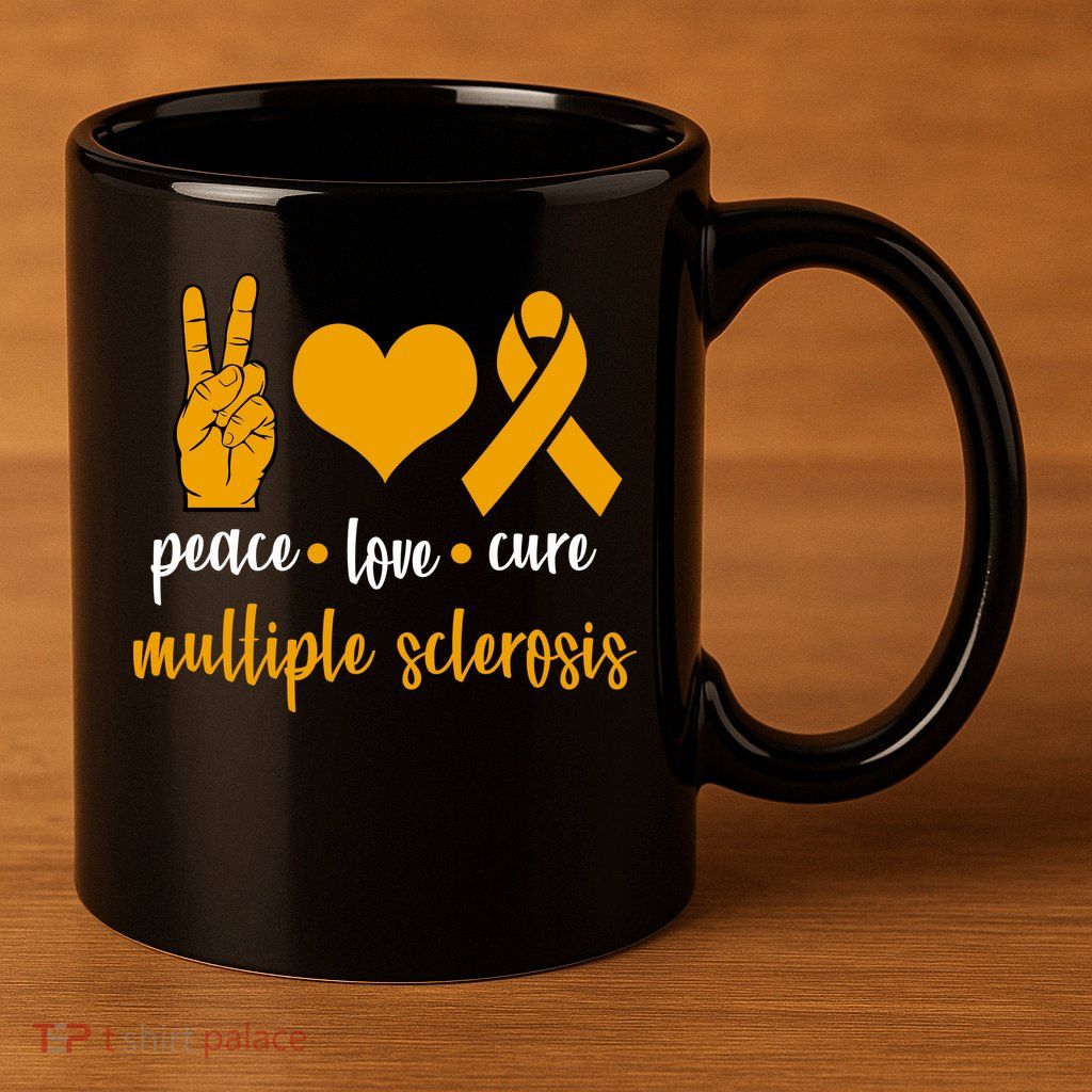 Peace Love Cure Multiple Sclerosis 11oz C Handle Ceramic Mug