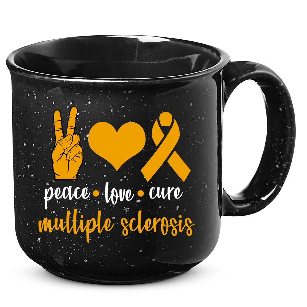 Peace Love Cure Multiple Sclerosis 15oz Campfire Ceramic Mug