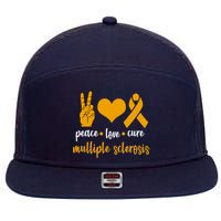 Peace Love Cure Multiple Sclerosis 7 Panel Mesh Trucker Snapback Hat