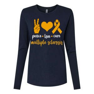 Peace Love Cure Multiple Sclerosis Womens Cotton Relaxed Long Sleeve T-Shirt