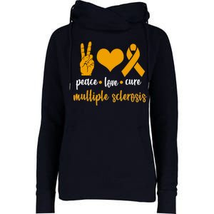 Peace Love Cure Multiple Sclerosis Womens Funnel Neck Pullover Hood