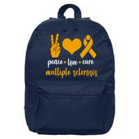 Peace Love Cure Multiple Sclerosis 16 in Basic Backpack