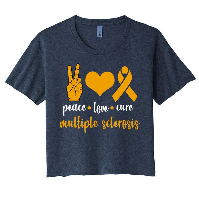 Peace Love Cure Multiple Sclerosis Women's Crop Top Tee