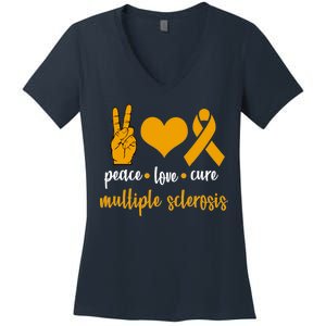 Peace Love Cure Multiple Sclerosis Women's V-Neck T-Shirt