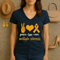 Peace Love Cure Multiple Sclerosis Women's V-Neck T-Shirt