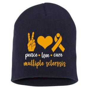 Peace Love Cure Multiple Sclerosis Short Acrylic Beanie