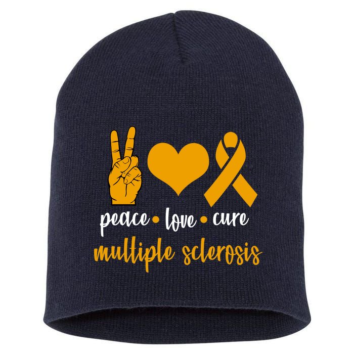 Peace Love Cure Multiple Sclerosis Short Acrylic Beanie