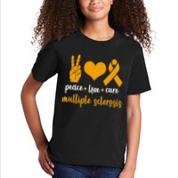 Peace Love Cure Multiple Sclerosis Kids T-Shirt