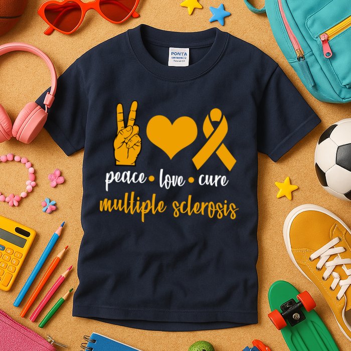 Peace Love Cure Multiple Sclerosis Kids T-Shirt