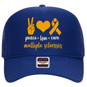 Peace Love Cure Multiple Sclerosis High Crown Mesh Back Trucker Hat