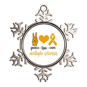 Peace Love Cure Multiple Sclerosis Metallic Star Ornament