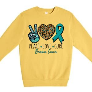 Peace Love Cure Ovarian Cancer Awareness Premium Crewneck Sweatshirt