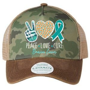 Peace Love Cure Ovarian Cancer Awareness Legacy Tie Dye Trucker Hat