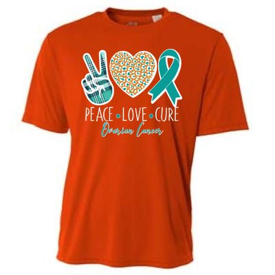 Peace Love Cure Ovarian Cancer Awareness Cooling Performance Crew T-Shirt