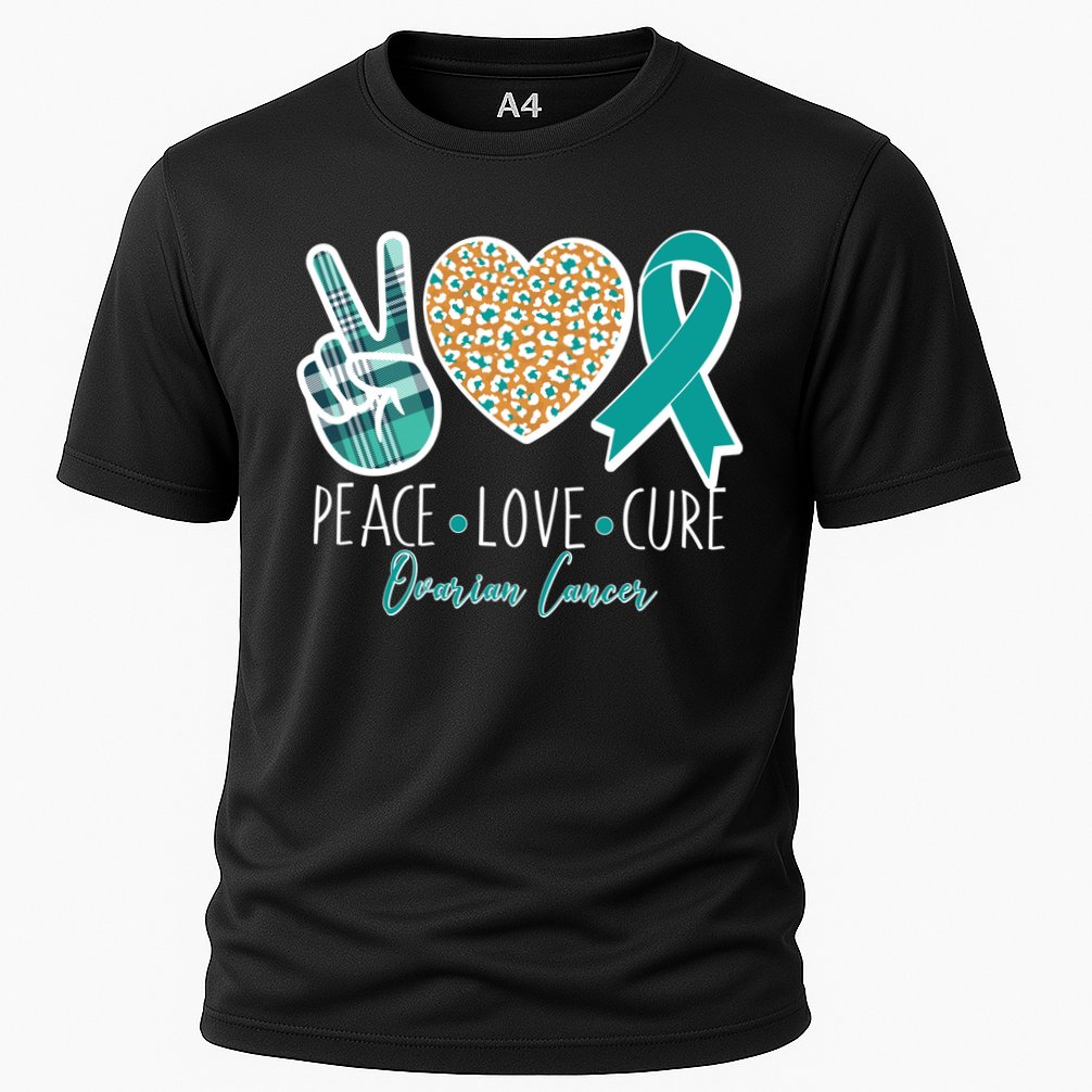 Peace Love Cure Ovarian Cancer Awareness Cooling Performance Crew T-Shirt