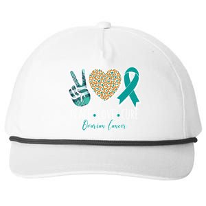 Peace Love Cure Ovarian Cancer Awareness Snapback Five-Panel Rope Hat