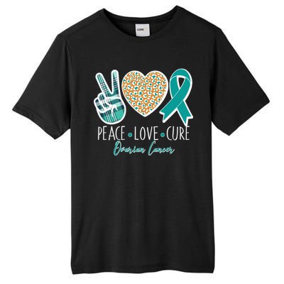 Peace Love Cure Ovarian Cancer Awareness Tall Fusion ChromaSoft Performance T-Shirt