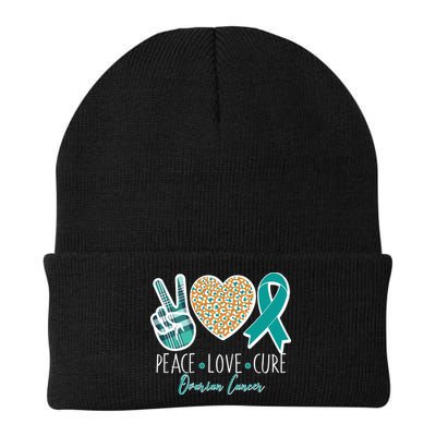 Peace Love Cure Ovarian Cancer Awareness Beanie