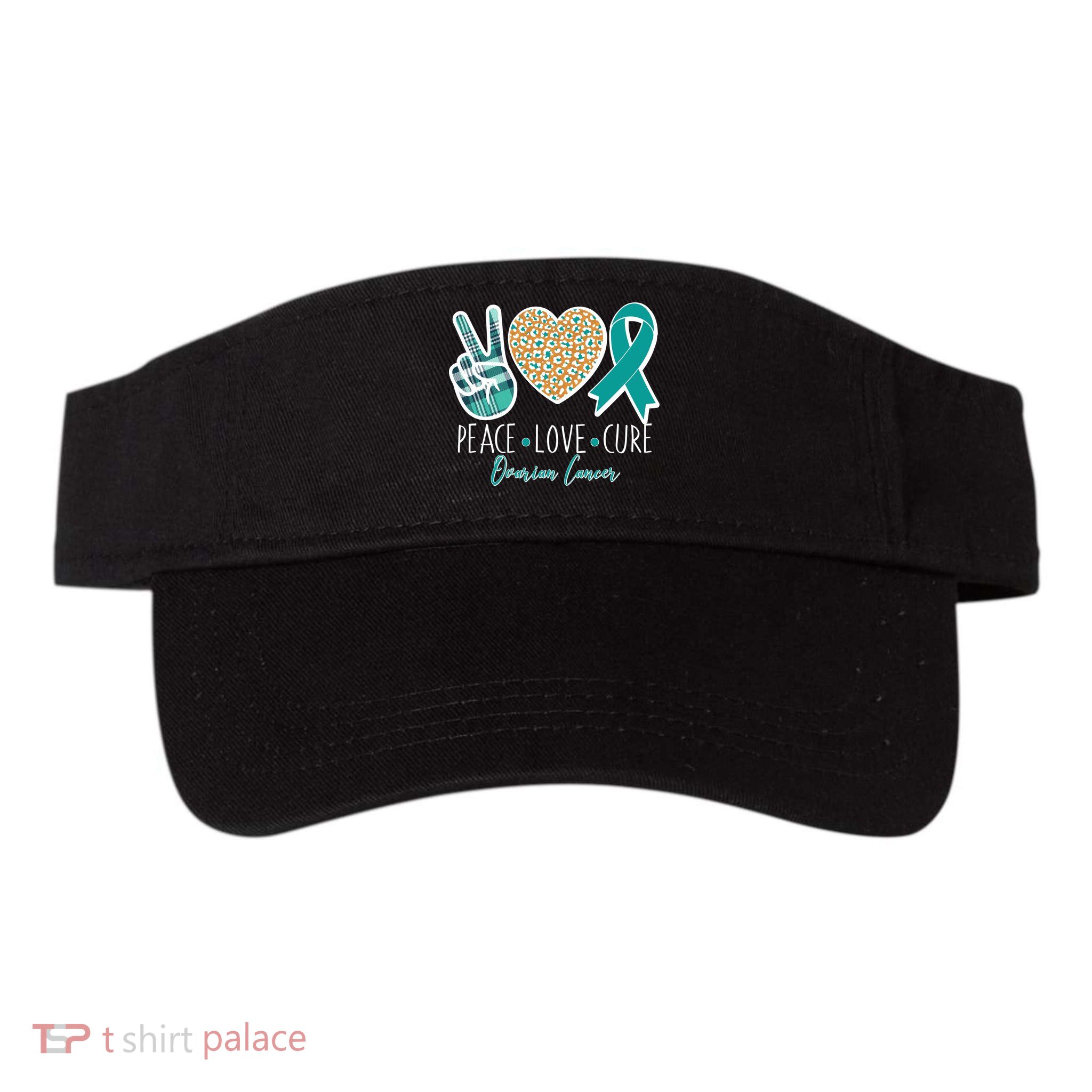 Peace Love Cure Ovarian Cancer Awareness Visor