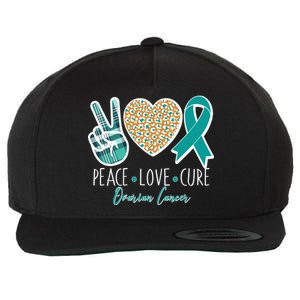 Peace Love Cure Ovarian Cancer Awareness Wool Snapback Cap