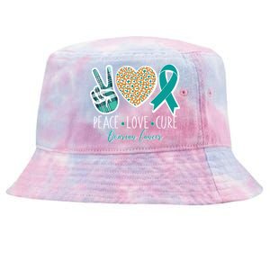 Peace Love Cure Ovarian Cancer Awareness Tie-Dyed Bucket Hat