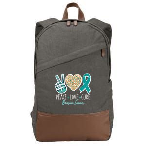 Peace Love Cure Ovarian Cancer Awareness Cotton Canvas Backpack