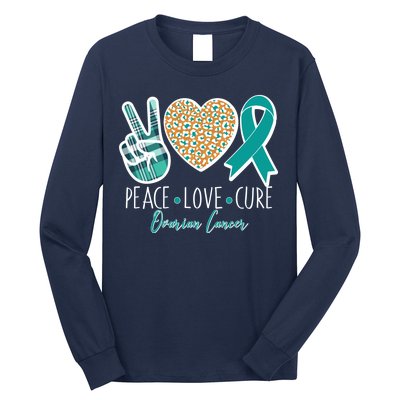 Peace Love Cure Ovarian Cancer Awareness Long Sleeve Shirt