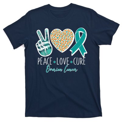 Peace Love Cure Ovarian Cancer Awareness T-Shirt