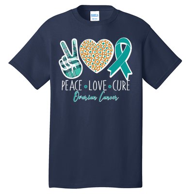 Peace Love Cure Ovarian Cancer Awareness Tall T-Shirt