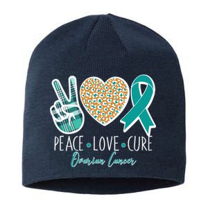 Peace Love Cure Ovarian Cancer Awareness Sustainable Beanie