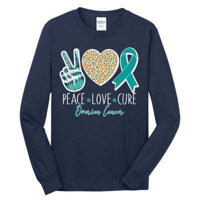 Peace Love Cure Ovarian Cancer Awareness Tall Long Sleeve T-Shirt