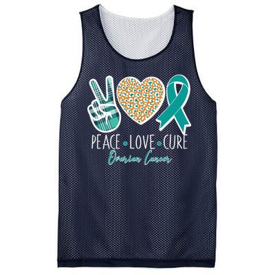 Peace Love Cure Ovarian Cancer Awareness Mesh Reversible Basketball Jersey Tank