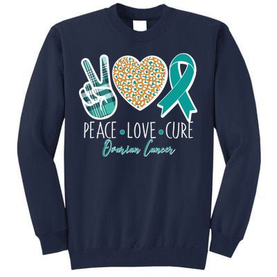 Peace Love Cure Ovarian Cancer Awareness Tall Sweatshirt