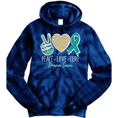 Peace Love Cure Ovarian Cancer Awareness Tie Dye Hoodie