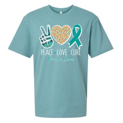 Peace Love Cure Ovarian Cancer Awareness Sueded Cloud Jersey T-Shirt