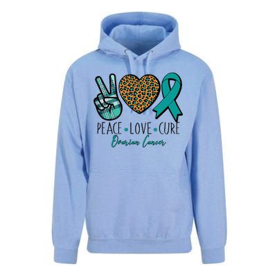 Peace Love Cure Ovarian Cancer Awareness Unisex Surf Hoodie