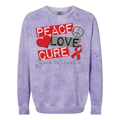 Peace Love Cure Sickle Cell Anemia Colorblast Crewneck Sweatshirt