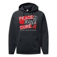 Peace Love Cure Sickle Cell Anemia Performance Fleece Hoodie