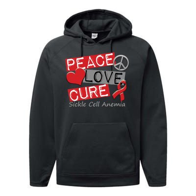 Peace Love Cure Sickle Cell Anemia Performance Fleece Hoodie