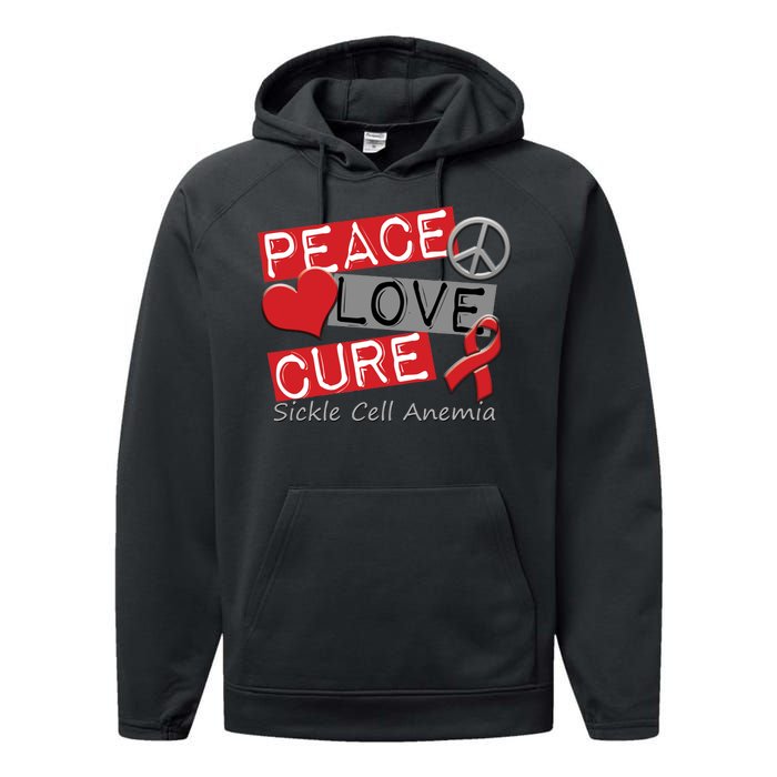 Peace Love Cure Sickle Cell Anemia Performance Fleece Hoodie