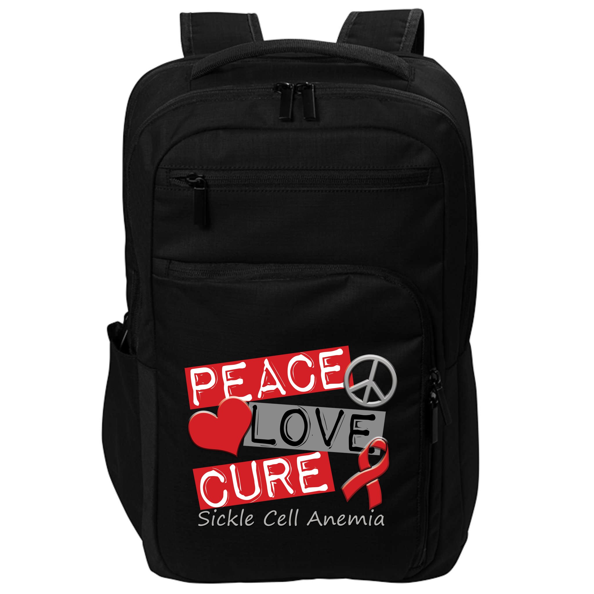 Peace Love Cure Sickle Cell Anemia Impact Tech Backpack