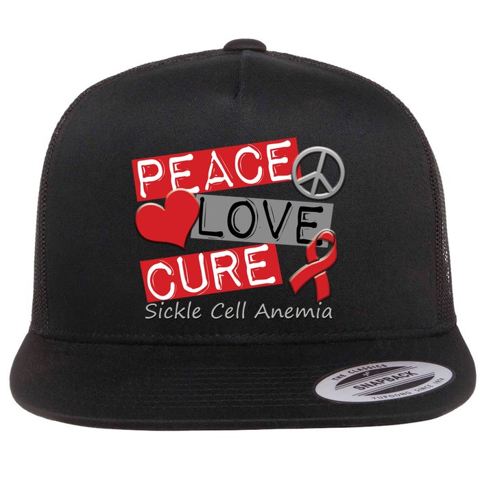 Peace Love Cure Sickle Cell Anemia Flatbill Hat