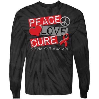 Peace Love Cure Sickle Cell Anemia Tie-Dye Long Sleeve Shirt