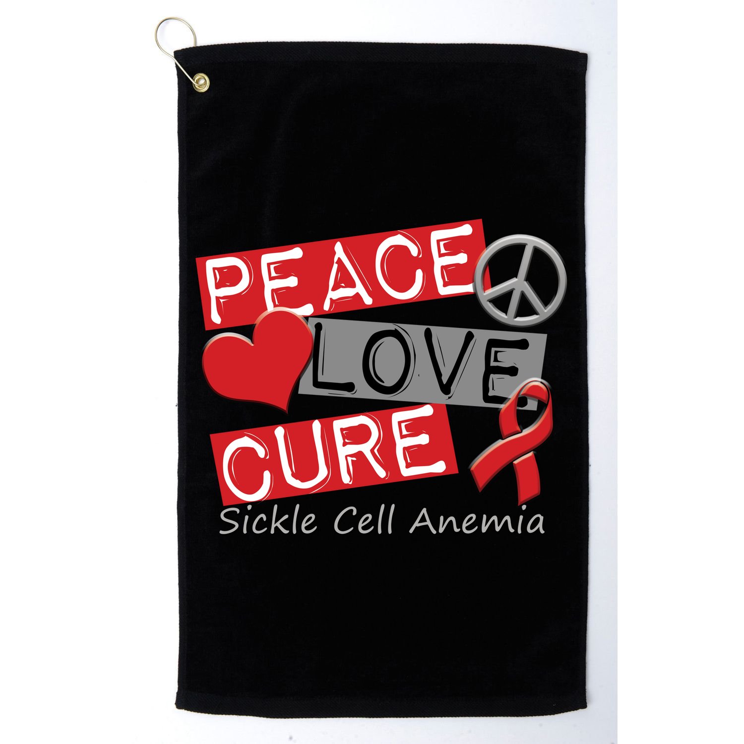 Peace Love Cure Sickle Cell Anemia Golf Towel